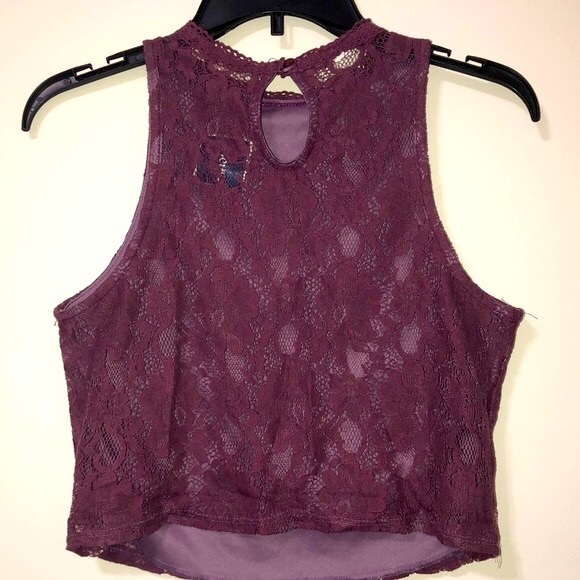 Purple Lace High Neck Tank Top, Size: M - Picture 3 of 5